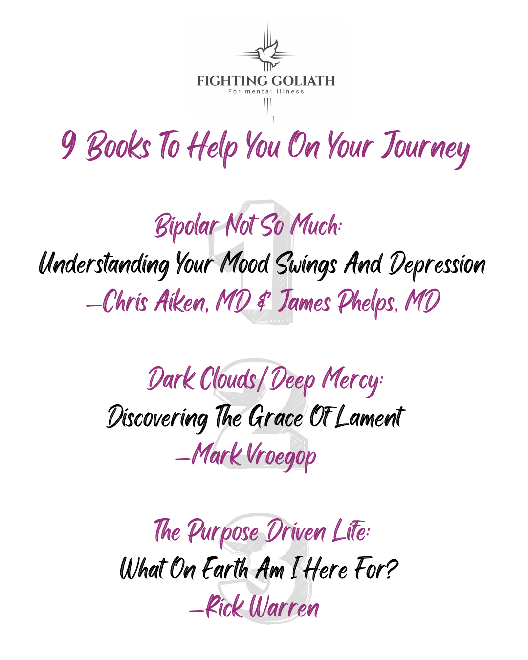 Nine recommended books for mental health support, featuring titles and authors to aid personal journeys.